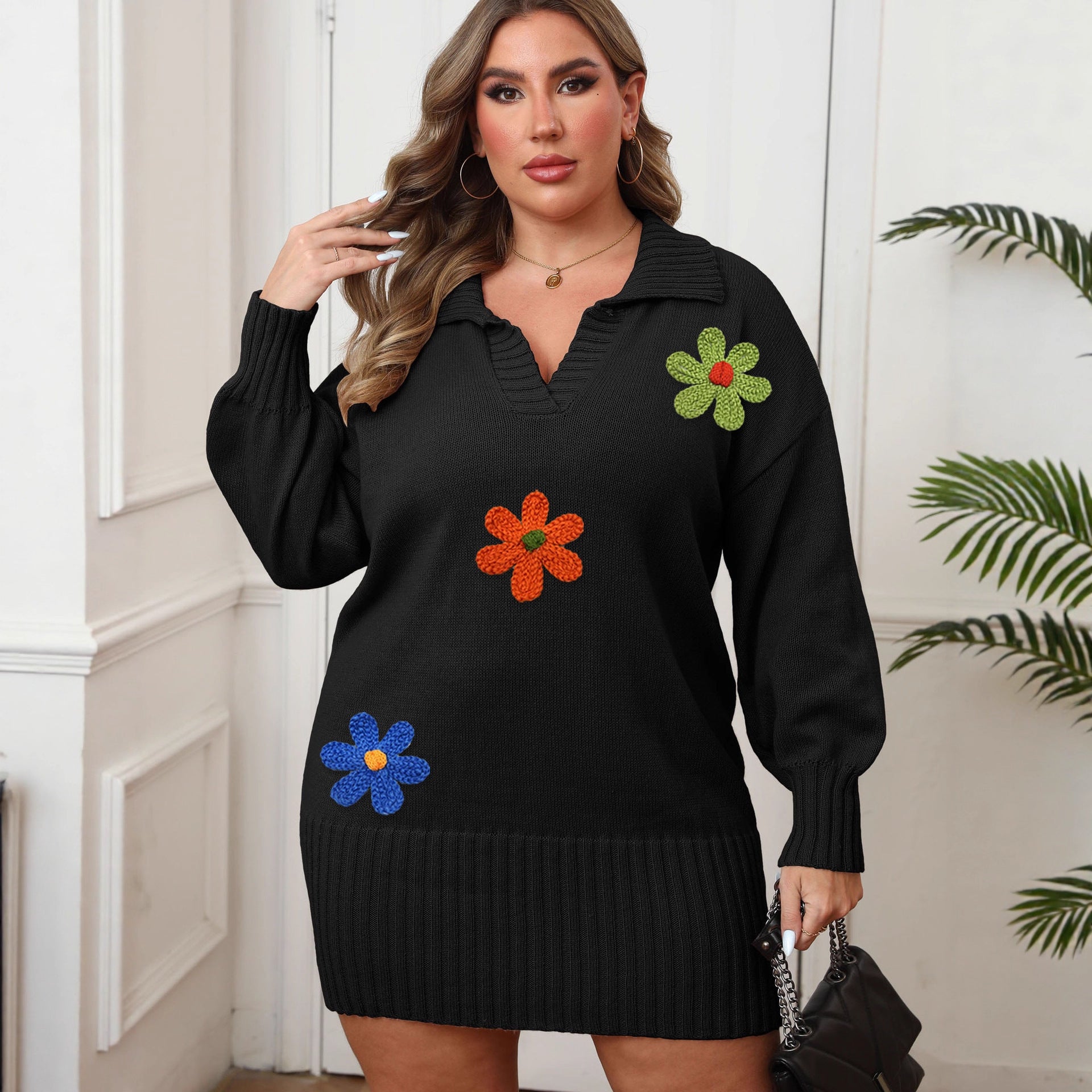 Wool Embroidery Flower Stitching Woolen Skirt