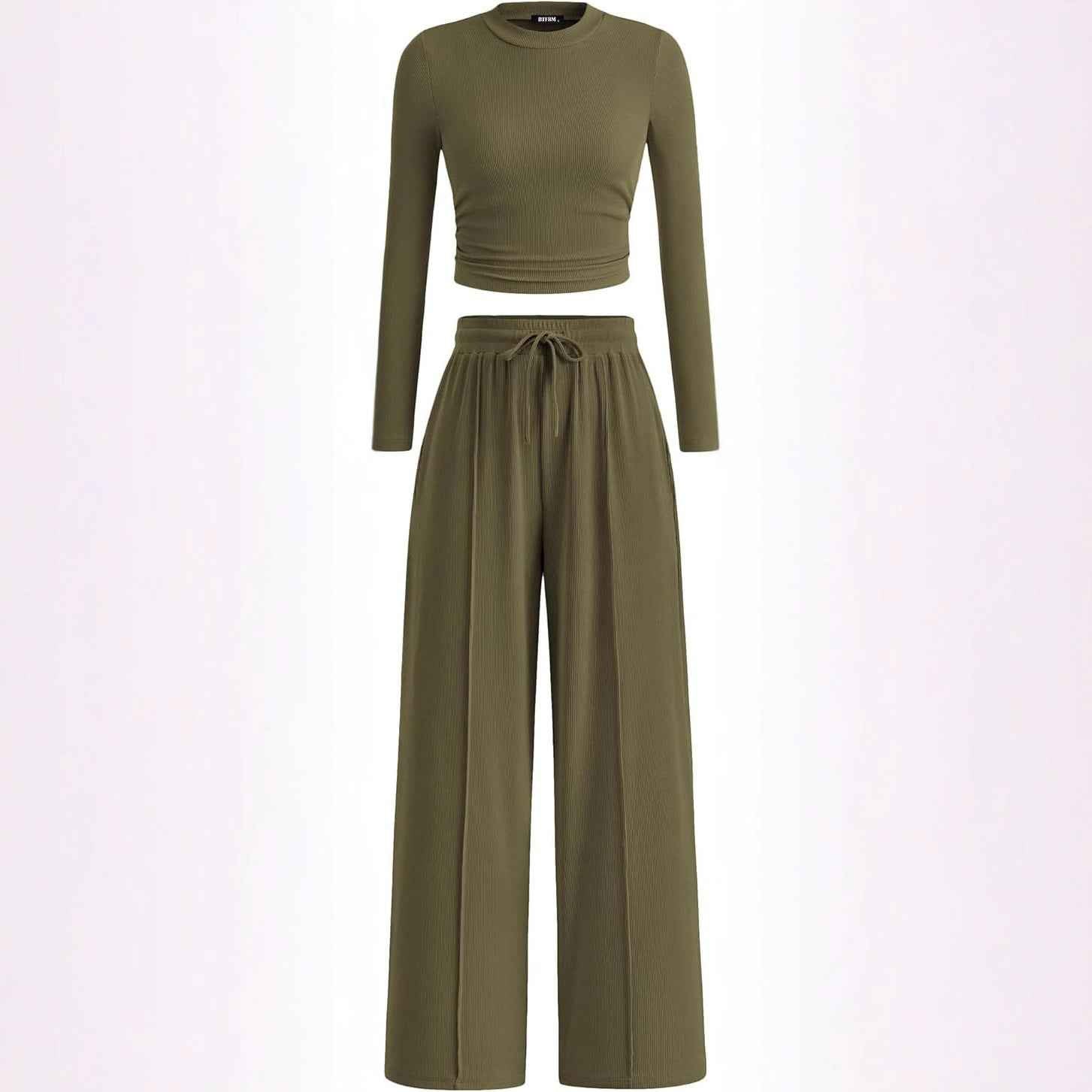 Women's Rib Fashion Navel Casual Suit