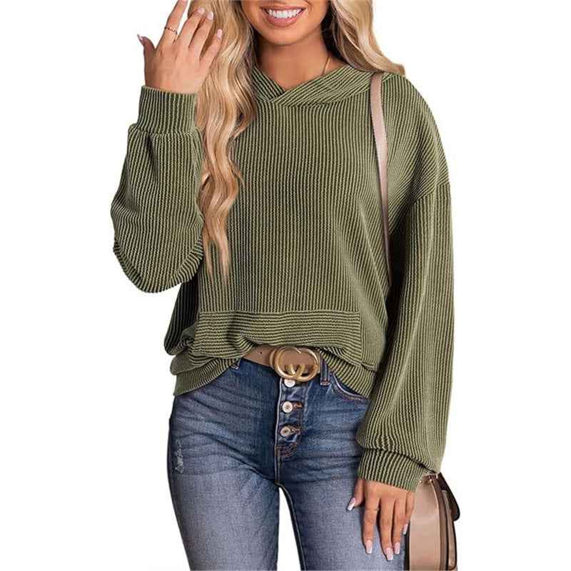 Kapuzenpullover für Damen - Lockerer, gedrehter Bar-Hoodie für Europa und Amerika
