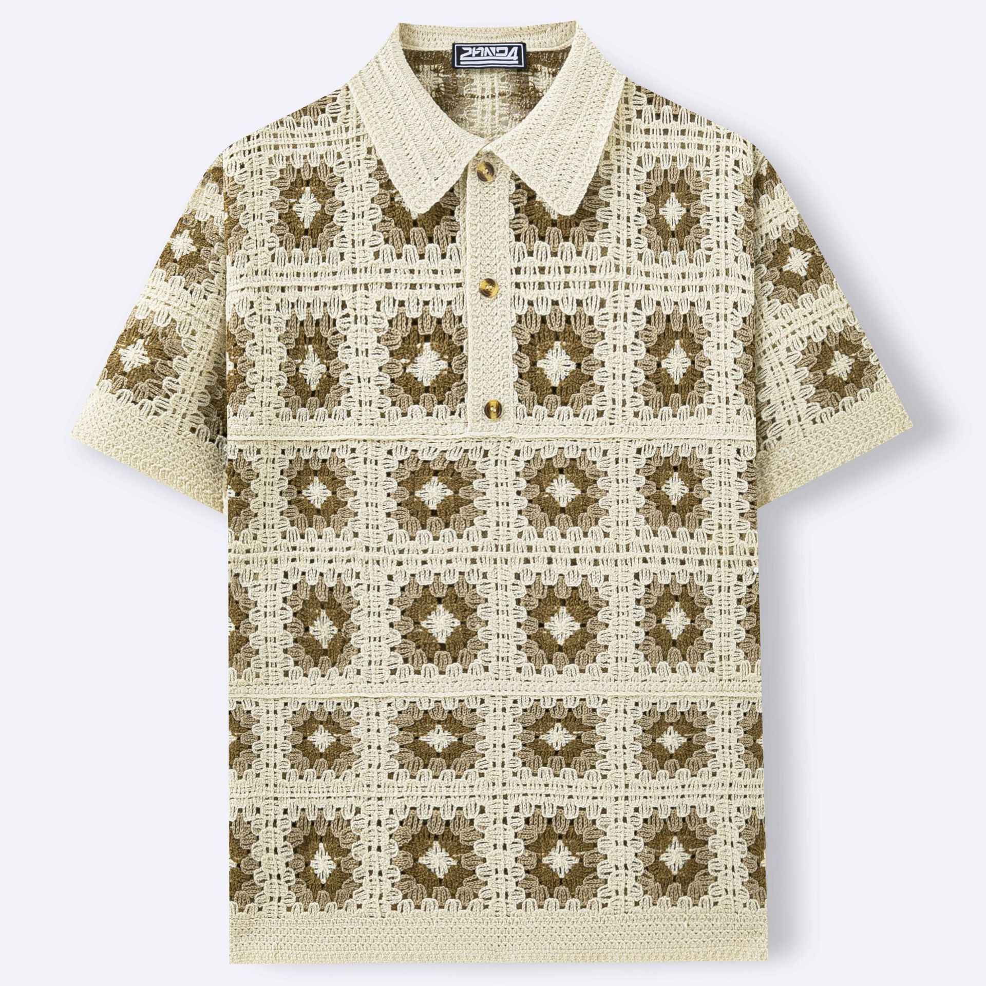 Mens Summer Knitted Short-Sleeve Top