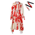 Langarm Druck Kragen unregelmäßiges lockeres Kleid für einen lässigen Stil
