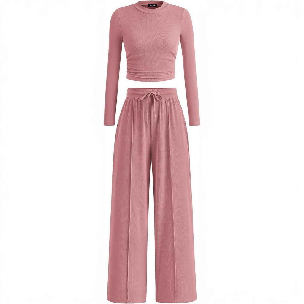 Women's Rib Fashion Navel Casual Suit