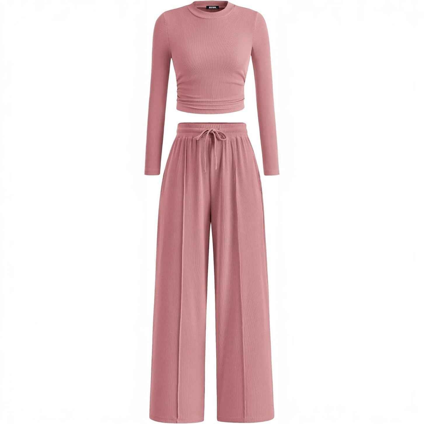 Women's Rib Fashion Navel Casual Suit