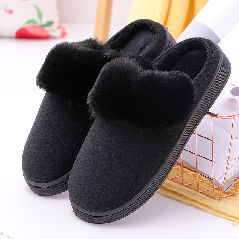 Cute Cartoon Ball Ball Rabbit Ears Women's Home Cotton Slippers Couple Plush Cotton Slippers
