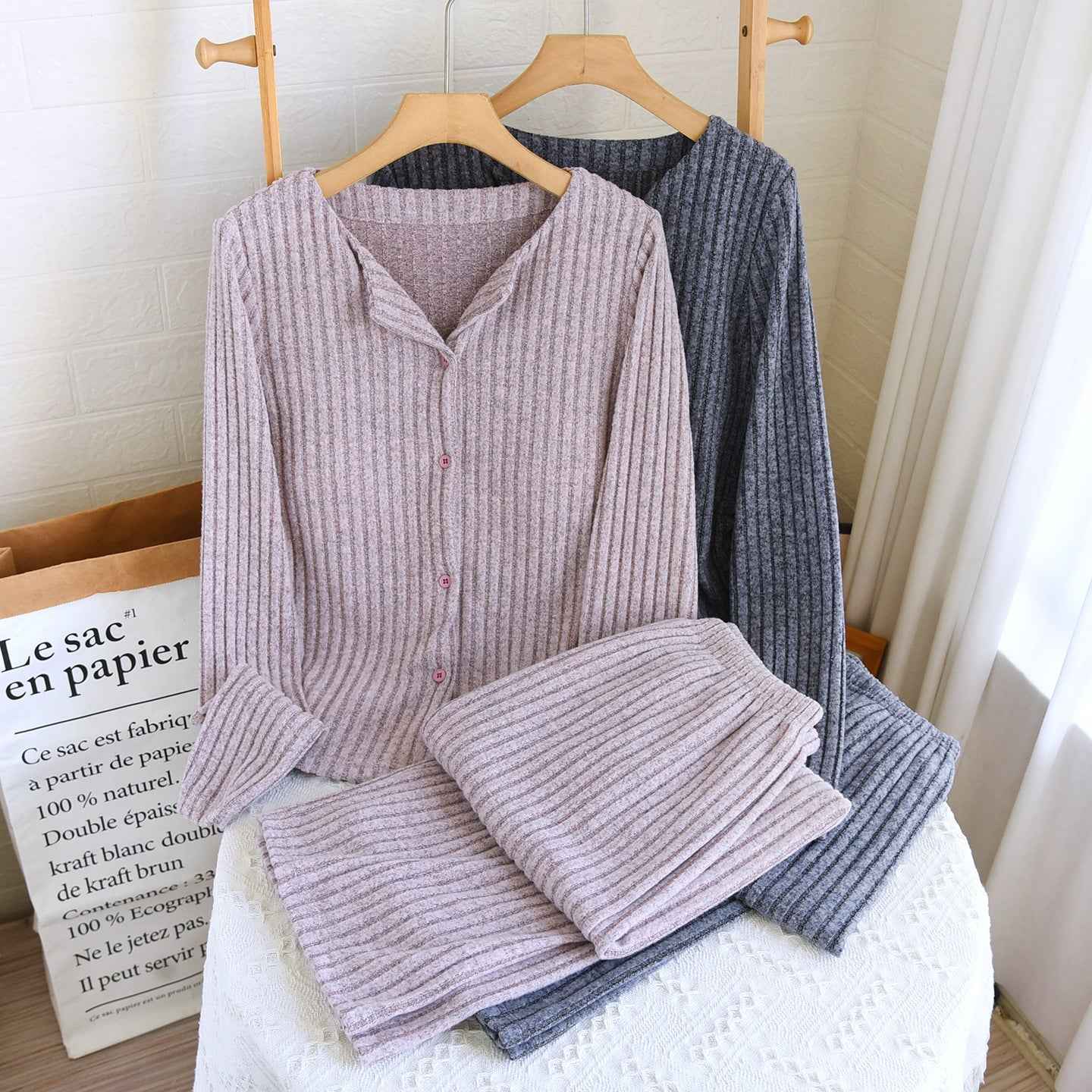 Women's Pure Desire Style Long Sleeve Pants Slimming And Warm Suit