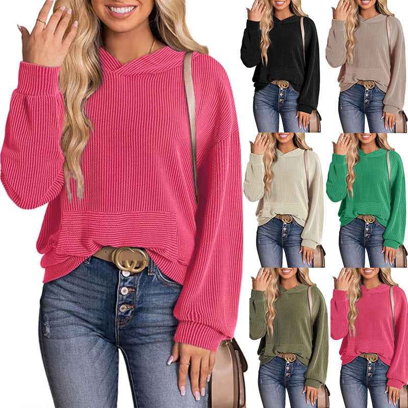 Kapuzenpullover für Damen - Lockerer, gedrehter Bar-Hoodie für Europa und Amerika