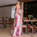Women's Fashion One-shoulder Printed Sleeveless Dress Sexy Slim Fit