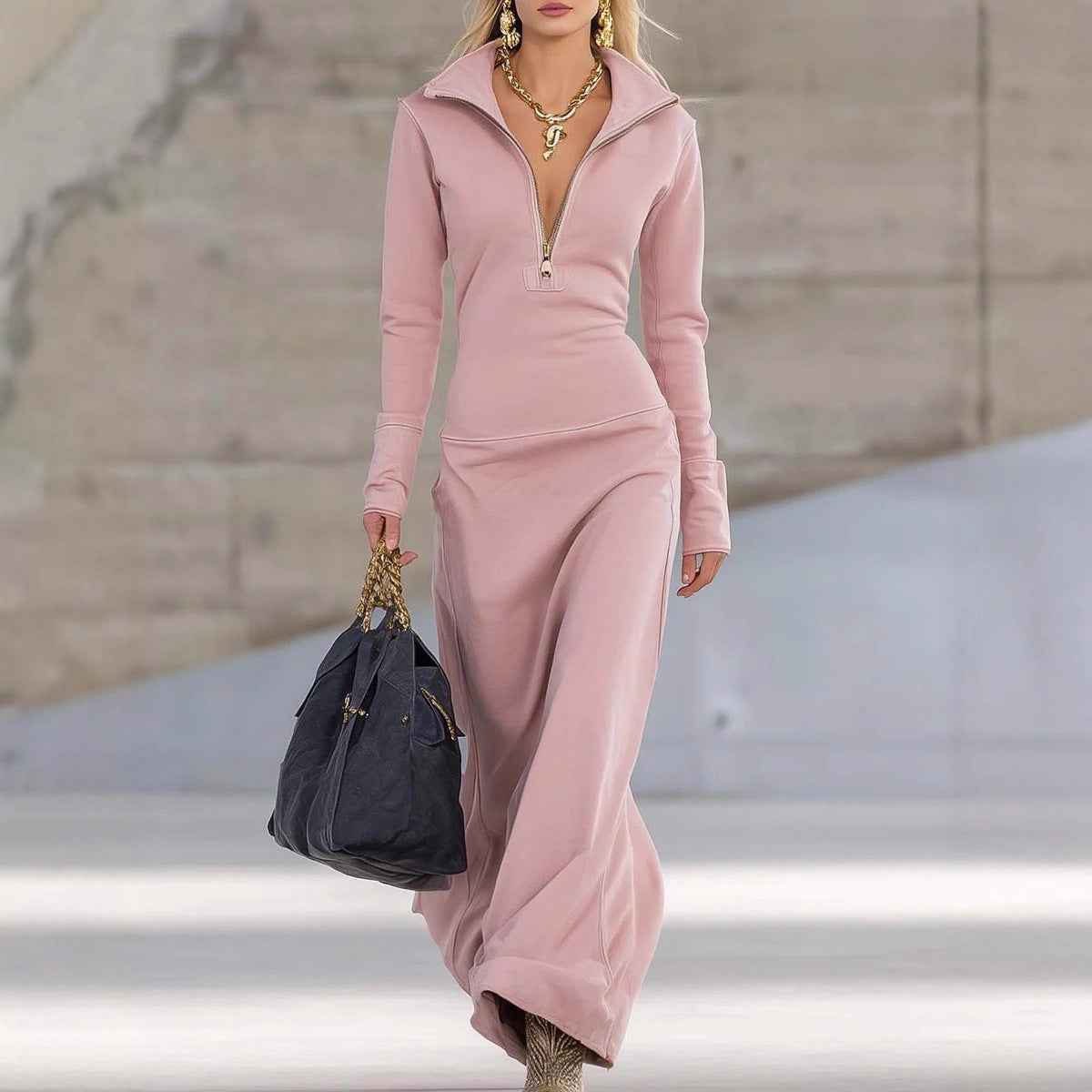 Slim Fit Long Dress Women Casual Long Sleeve Dress