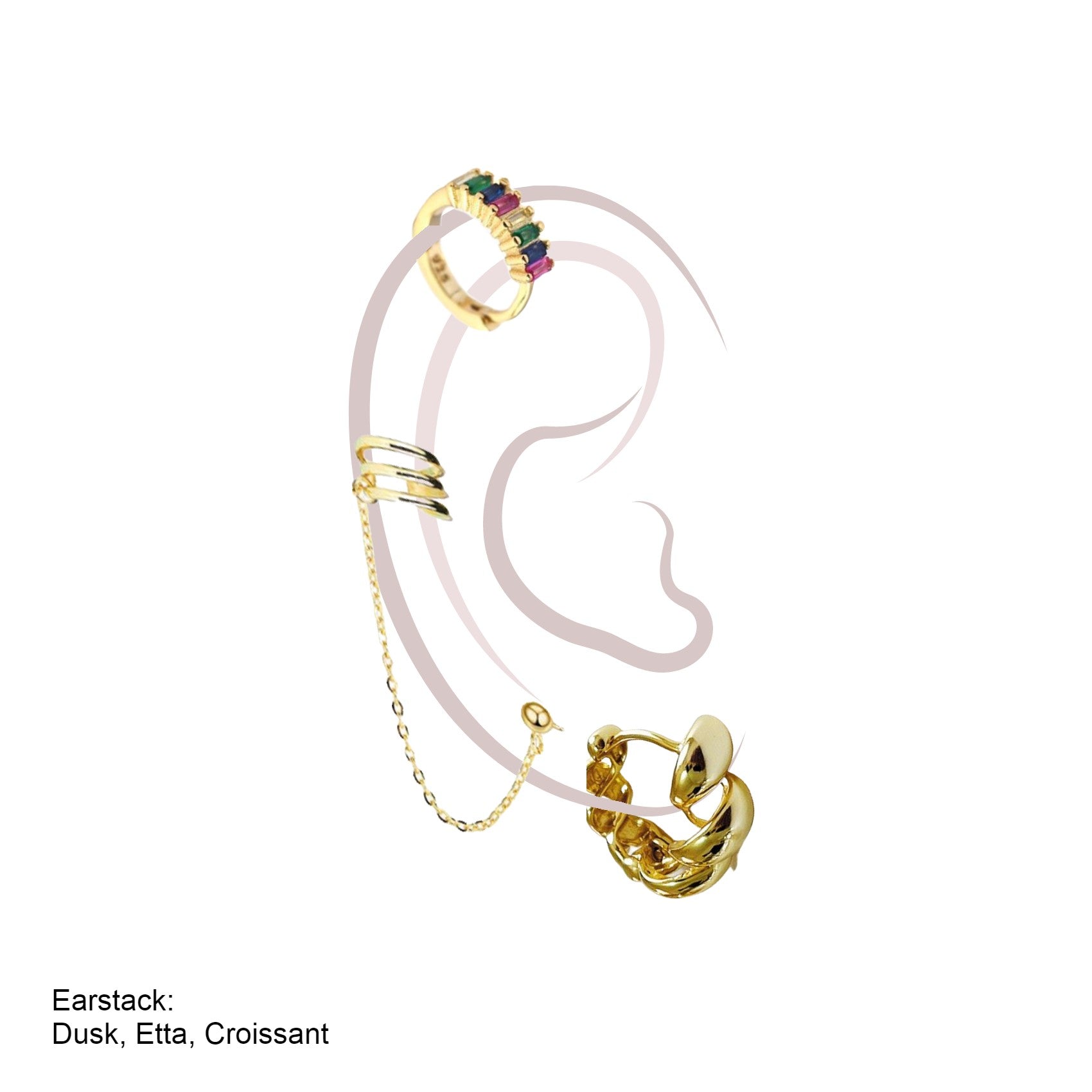 DUSK HELIX HOOP Ohrringe 1CM – Elegante Ohrstecker für jeden Anlass