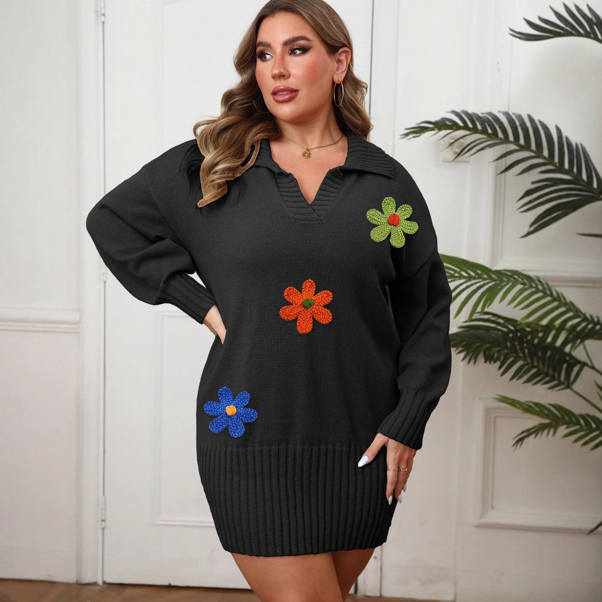 Wool Embroidery Flower Stitching Woolen Skirt