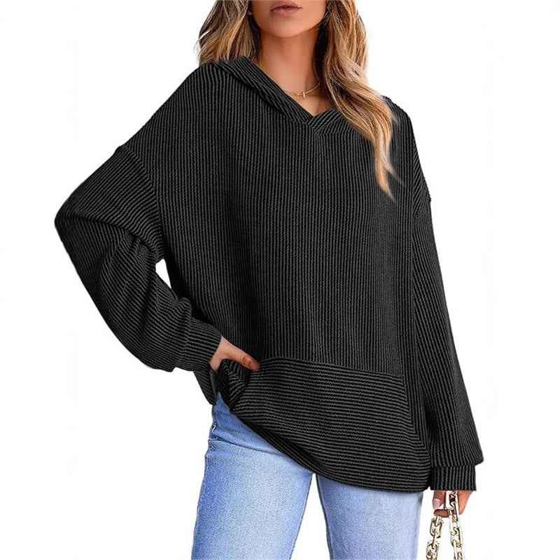 Kapuzenpullover für Damen - Lockerer, gedrehter Bar-Hoodie für Europa und Amerika