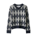 Fashion Diamond Pattern Knit Sweater For Women