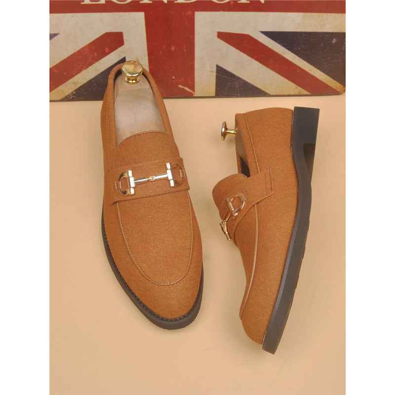 Leather Shoes Men's Casual Suede Shoes Fashion Korean Style Pointed Toe