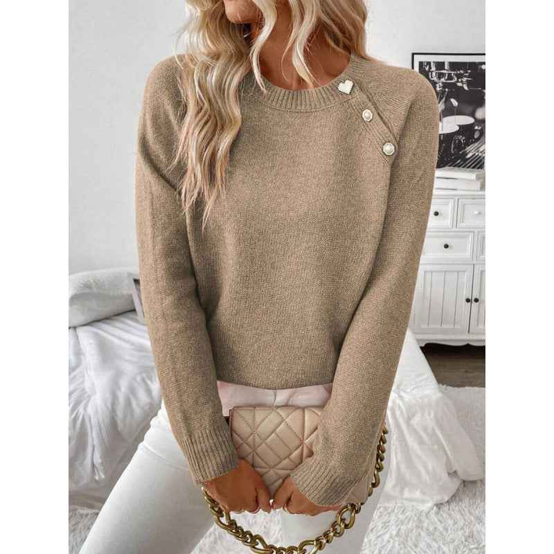 Damenmode Kleid Set Chinesischer Stil - Frauen Freizeit Cardigan mit Knöpfen Strickpullover