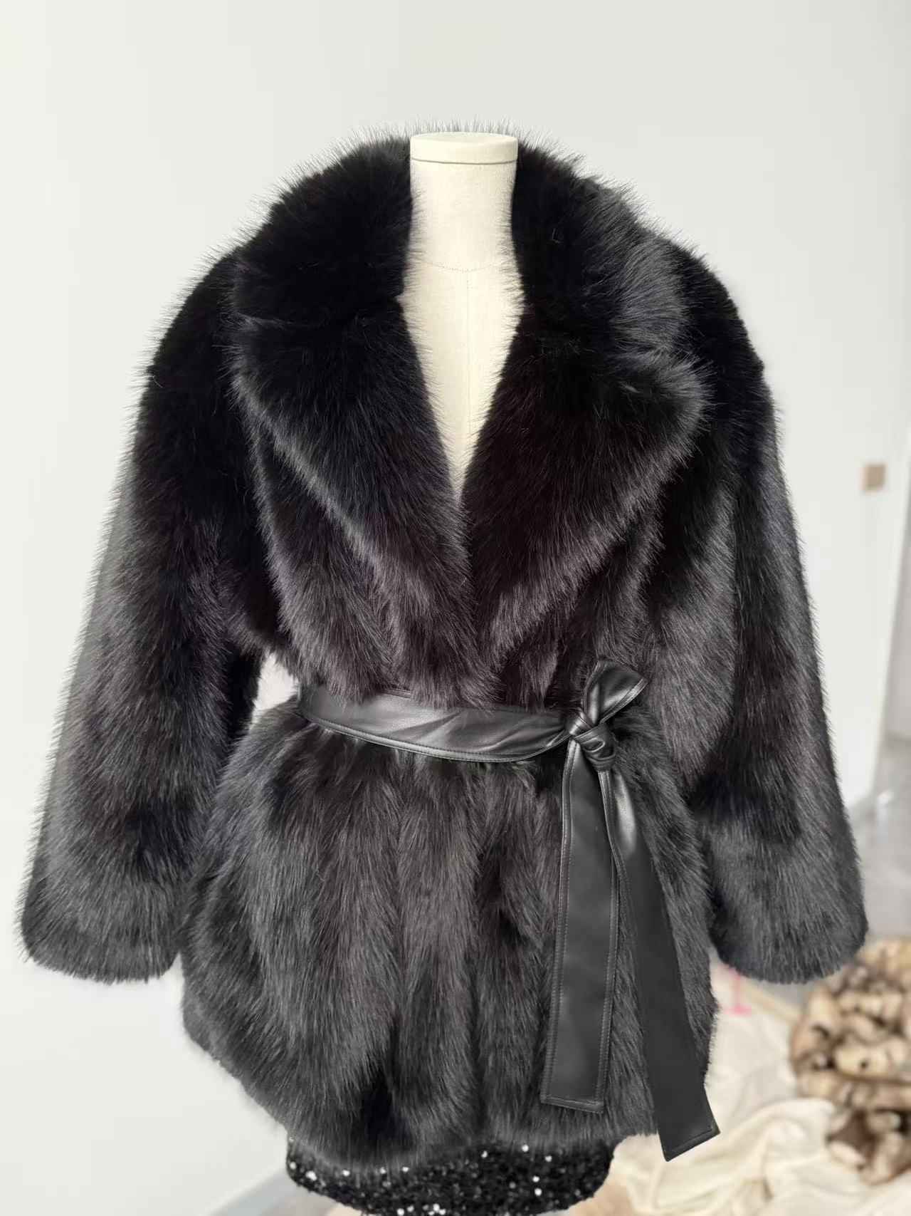 With Belt Artificial Wool Coat Mid-length